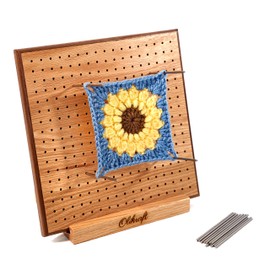 Olikraft Handcrafted Wooden Blocking Board - Excellent Gifts for Knitting Crochet and Granny Squares Lovers - Full Kit with 50 4-inches Stainless Steel Rod Pins, Stand Included (8 inches)