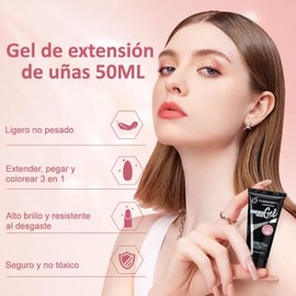 Poly Gel Constructor de Uñas 50ml CHERIMOYA, Gel Fortalecedor para Extensión,Gels de Extensión 4 Colores, UVLED Alta Resistencia y Flexibilidad, Nail 
