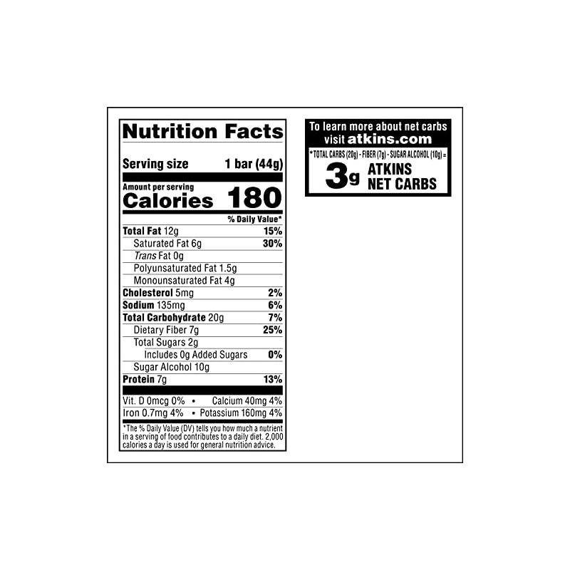 Atkins Caramel Chocolate Nut Roll Snack Bar, Protein Snack ,