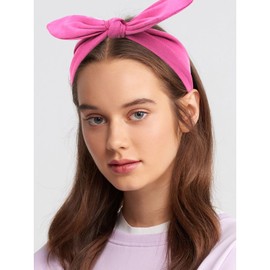 YISSION 4PCS Knotted Bow Headbands for Women Girls Non Slip Wide Head Bands Top Knot Hairbands for Yoga Workout Red Pink White Headband Turban Headwrap Hair Accessories for Women