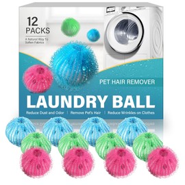 Pet Hair Remover Washing Machine, Pack of 12 Reusable Laundry Balls Against Pet Hair, Lint & Lint, Effective Hair Catchers & Lint Balls, Gentle Washing Machine Accessories