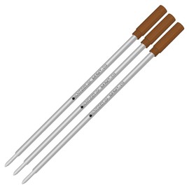 Lanier Combo Pack - 3 Pack - Monteverde® Soft Roll™ Ballpoint C13 Paste Ink Refill Compatible with Most Cross® Style Ballpoint Pens - Brown (Medium Tip 0.7mm)