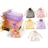 DERAYEE Organza Drawstring Bag, Gift Bags, 50 Pieces, Foil Stamping,