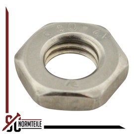 SC-Normteile Pack of 10 hexagon nuts (low shape, with chamfer), (M6), DIN 439, stainless steel A2 (V2A), SC439