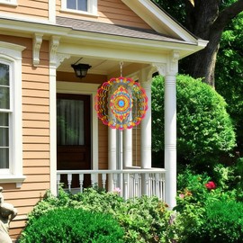 Bnesi Mandala Wind Spinner Outdoor Mandala Wall Art & Lawn Ornament Unique Wind Spinners Outdoor as Gifts for Garden Lovers Ideal for Garden Patio Yard Decor and Gifts Collection (Datura)