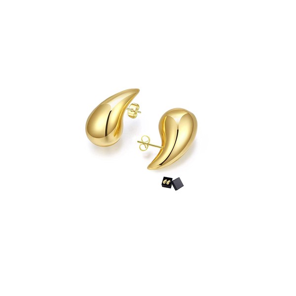 Tear Drop Earrings For Women, Chunky Gold Hoop Lightweight Hollow