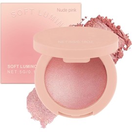 Rubor en Polvo - Polvo de Rubor Rosa para Maquillaje Productos de Belleza con Brillo Duradero, Cosméticos Altamente Pigmentados para Mujeres y Niñas de Todos los Tonos de Piel, Maquillaje
