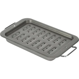 GoodCook Everyday Broiler Baking Pan with Built-in Handles Nonstick Warp-Resistant Heavy-Gauge Steel Construction Even-Heating Oblong Pan with Drip Rack, 7x11-Inch, Gray