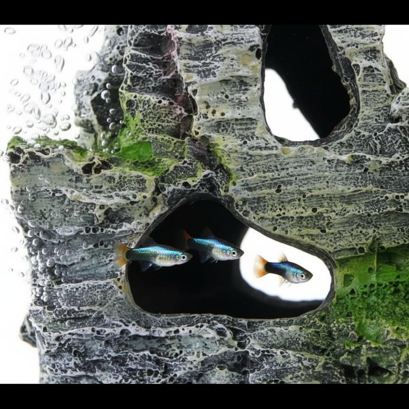 ZGLUZP Artificial Moss Rock Cave Aquarium Decor, Fish Tank Hideout,