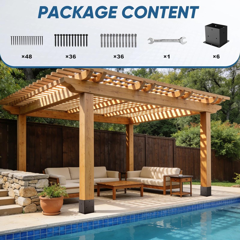 CYGIVC 6 Pack 4x6 Heavy Duty Metal Post Base Brackets,