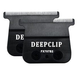 FX707B2 Trimmer Blades Replacement for Men, Deep Tooth T Blade Compatible with DLC 2.0 BaBylissPRO Hair Trimmers FX787 and LoPROFX Trimmers FX726, Black, 2 Pack