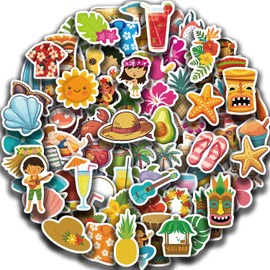 100 PCS Summer Stickers for Kids Summer Party Favors Shell Stickers Pool Party Decorations Summer Gifts Summer Themed Stickers Beach Sticker Waterproof Stickers