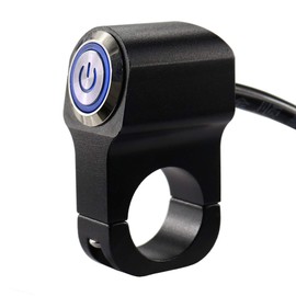 12v 10A Motorcycle Bike ATV 7/8inch 22mm Handlebar CNC Aluminium Alloy Switch for Headlight Hazard Brake Fog Light ON Off Switches (Blue LED)
