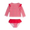 RuffleButts Baby/Toddler Girls Skirted Long Sleeve Rash Guard Bikini UPF50+