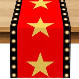 Buxiuer Movie Night Table Runner Now Showing Theater Themed Birthday Party Decorations Dining Room Home Kitchen Table Decor