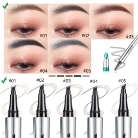 Eyebrow Pencil - Waterproof Tattoo Brow Pen With Fork Tip Long-Lasting Brow Tint For Makeup Rapid Natural Brow Beginners (LIGHT BROWN)