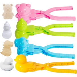 Pack of 4 Winter Snowball Maker, Snowball Clip, Snow Toy, Duck Snowman Snowball Shaper, Winter Snowball Tongs Toy, for Children Snowball Fights in Outdoor, Random Colour (C)