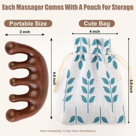 EXEXIUO 2 Pack Wooden Scalp Massage Comb Wooden Wide Tooth Loc Comb Sandalwood Scalp Massager Brush, Head Brush Gua Sha for Women Men