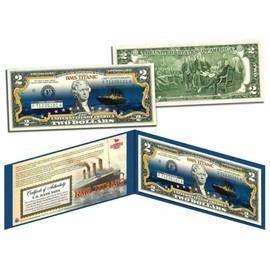 Titanic Ship Famous Nighttime Iceberg Image 100th Anniversary Uncirculated Two Dollar Bill Special Edition Collectible Display Holder and Certificate