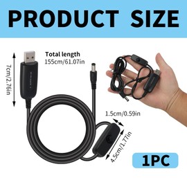 VILPKWMP USB 5V to 12V Step Up Converter for Baby Camera in Car, DC 5521 Power Cable with Switch, USB Boost Adapter for Vehicle Monitor, Suitable for 12V Power Port Devices and Baby Rear Seat Use