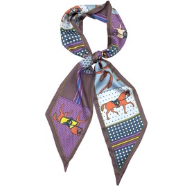 kcctoo 59” Long Silk Like Head Scarf Women's Fashion Square Neck Satin Scarfs for Bag Hair Scarves Gift 59 * 5.9”, J1 Purple Horse 59" X 5.9", 59” x 5.9”/150 x 15cm