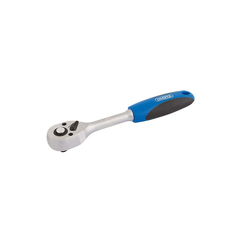 Draper 16427 72 Tooth Reversible Soft Grip Ratchet,Blue,1/4-Inch