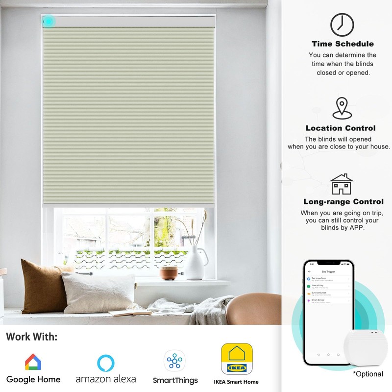 Changshade Blackout Smart Blinds Cellular Shades for Windows Doors Motorized