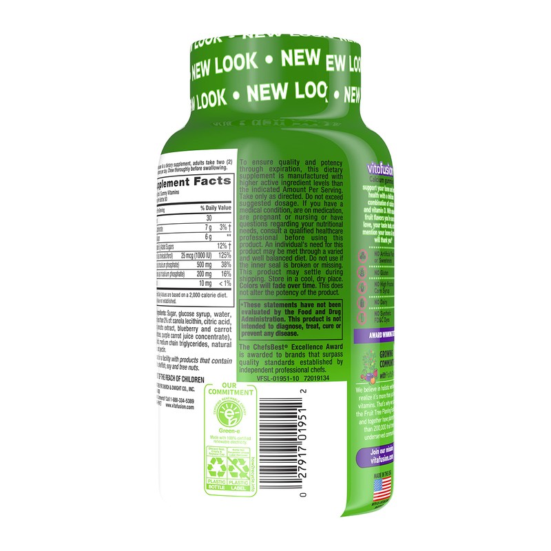 Vitafusion Gummies Calcium with Vitamin D3, 100 Count, Pack of