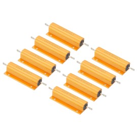 PATIKIL 100 W 500 Ohm Aluminium Housing Wirewound Resistor, Pack of 8 Aluminium Housing Resistors Wire Wound Resistors Screw Tap Power Resistance 5% Tolerance, Golden