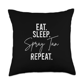 Vintage Eat Sleep Spray Tan Repeat Spray Tan Artist Throw Pillow