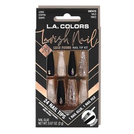 L.A. COLORS Lavish Nail Luxe Finish Nail Tip Kit (carded), Wild Times CNT472W