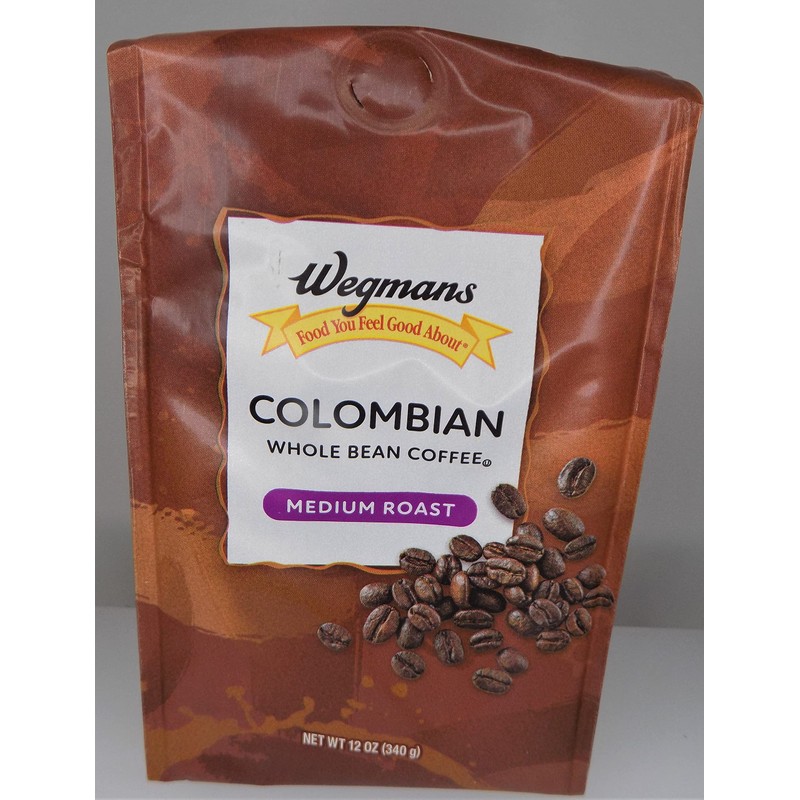 Wegman's Whole Bean Coffee "Columbian" 12oz Bag Medium Roast