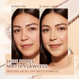 Polvo Prensado Facial para Control de Aceite, Maquillaje En Polvo Mate Suave y Sin Defectos, Polvo de Acabado Duradero Impermeable, Cosméticos Faciale