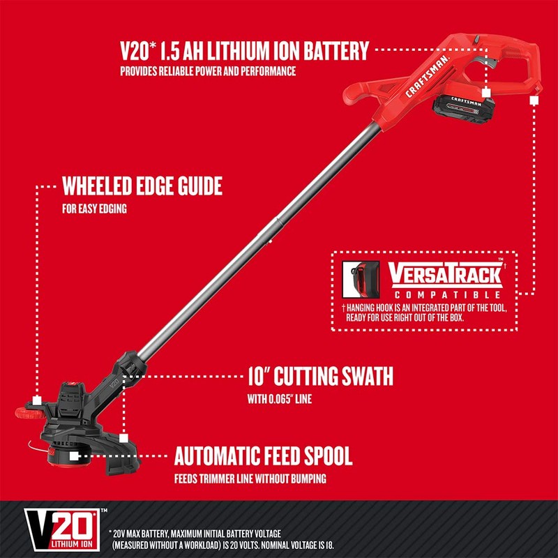 CRAFTSMAN CMCST915C1 V20* Cordless 10 in. WEEDWACKER® String Trimmer and