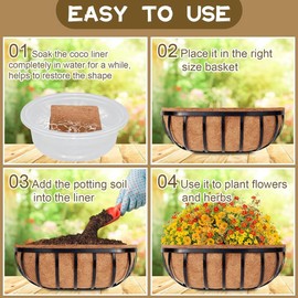 IMCCZONY 4 Pack 24 Inch Trough Coconut Liners, Natural Coconut Liners for Wall Planter, Window Basket Deck Railing Planter