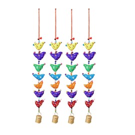 Aditri Creation Set of 4 Indian Traditional Door Hanging 7 Fabric Birds Tota String with Bell Decoration for Home Wall Temple Bedroom Kids Room Decor Decorations Gift (Size :- 12 Inches Approx)