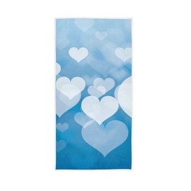 senya Valentine's Day Towels, Blue Abstract Heart Highly Absorbent Hand Towels for Bathroom