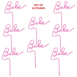 xo, Fetti Bachelorette Party XL Pink Babe Straw Set - 8 pieces | Bride To Be Gift, Bachelorette Party Favors | Birthday Party Decorations