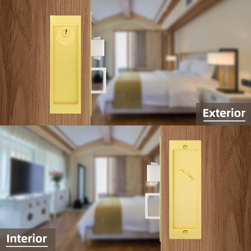 Senharvest Pocket Door Privacy Lock with Keys, Modern Rectangular Hardware,