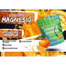 IsaaQuim Citrato de Magnesio en Polvo Sabor Naranja con Stevia | Suplemento Alimenticio 500 g