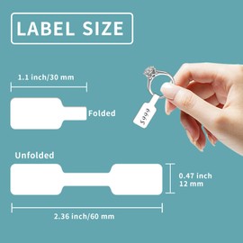Yeachlaing 550 Pcs Jewelry Tags Roll for Necklace Earring Price Identify,Self Adhesive White Blank Dumbbell Jewelry Stickers Labels for Bracelet, Ring, Clothing Display （White）