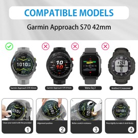 Diruite 4-Stück Displayschutz für Garmin Approach S70 42mm Schutzfolie,HD Glas Anti-Kratzen Displayschutzfolie für Garmin Approach S70 42mm Intelligente Uhr Screen Protector[Anti-Öl,9H-Härte]