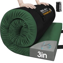 CYMULA Memory Foam Camping Mattress Pad 3 Inch Thick Portable Floor Sleeping Mat [car/Tent/Cot] Sleepover Guest Bed Roll up Mattress for Indoor Outdoor Travel with Bag(Kids 63 * 25 * 3")