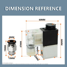 Innfeeltech 1 x Electric Pneumatic Solenoid Valve 2V025-08-DC12V 2-Way 2 Position BSP 1/4 with 2 Pcs PC6-02 and 1 Red Teflon Tape