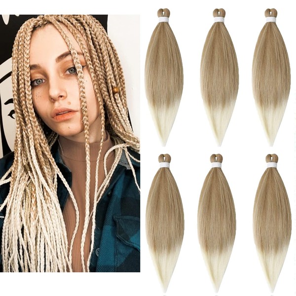 TAOYEMY Pre Stretched Braiding Hair, 66 Inches, 6 Packs Easy Crochet Braids, Hair Extensions, Yaki Texture, Synthetic Hair Extensions (T27/613)