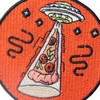 UFO and Pizza Embroidered Badge Iron-on or Sew on Patch