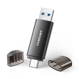 Vansuny 128GB Type C Flash Drive 2 in 1 OTG USB 3.0 + Tape C Memory Stick with Keychain Dual Thumb Photo Stick Jump Drive for Android Smartphone, Computers, MacBook, Tablets, PC