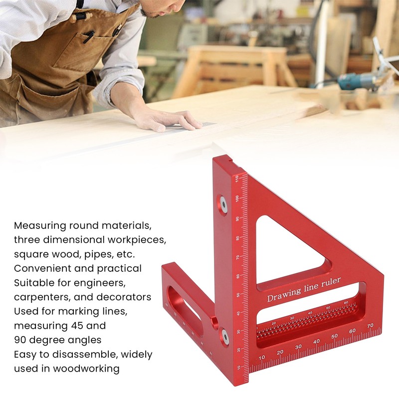 3D Multi Angle Measuring Ruler 45 90 Degree Aluminum Alloy