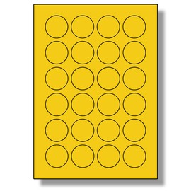 Label Planet® 24 Per Page/Sheet, 5 Sheets (120 YELLOW ROUND Sticky Labels), Matt Permanent A4 Circular Coloured Pricing Stickers, LP24/40RC, 40MM Diameter Circles, for All Uses