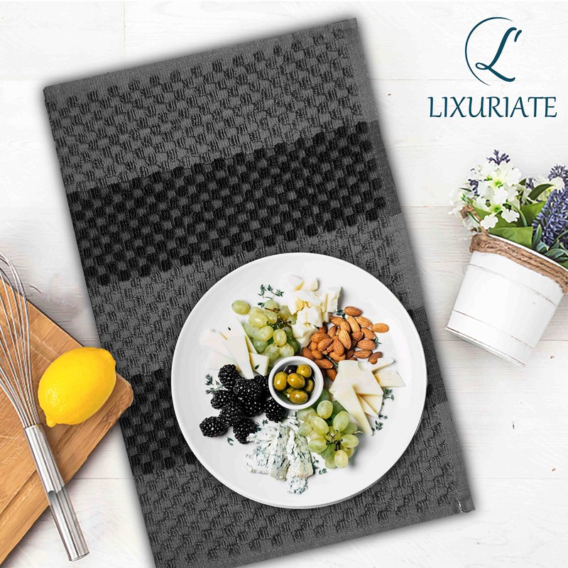 LIXURIATE Stripe Designed Tea Towels for Kitchen - 100% Cotton